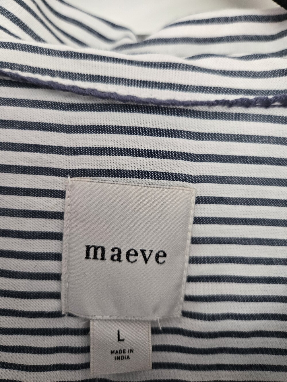 Anthropologie Maeve Button Up Oversized Shirt - Navy/White L NWT - Picture 5 of 7